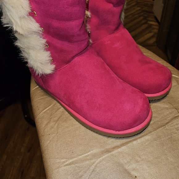 SHIEKH WOMEN'S HOT PINK FUR & SUEDE BOOTS - Picture 9 of 9